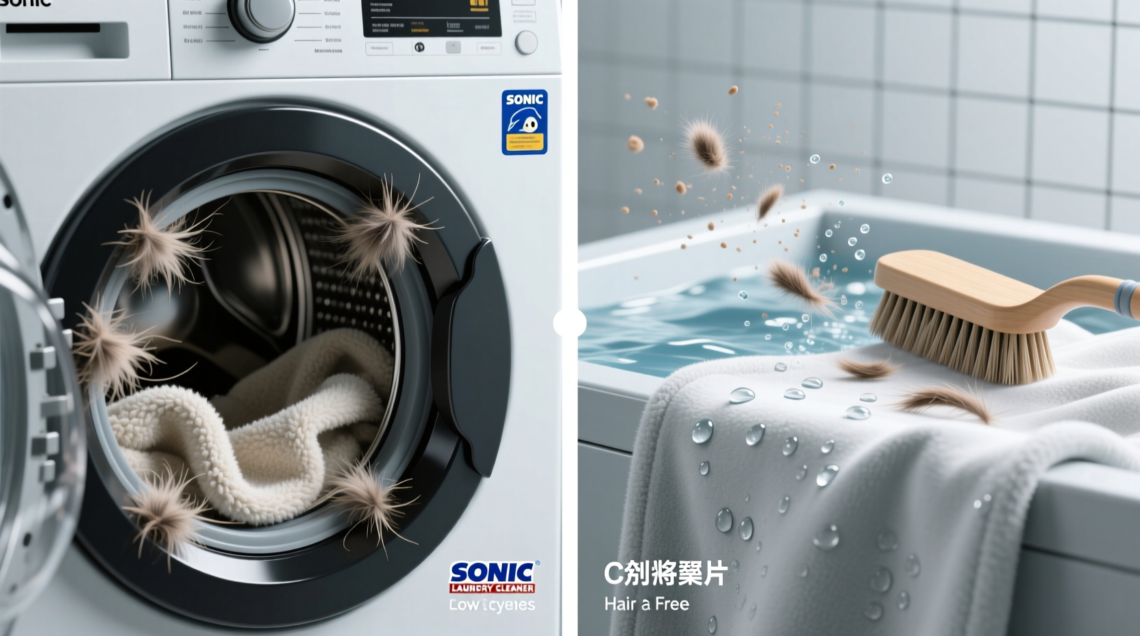sonic laundry cleaners vs pet hair on fleece