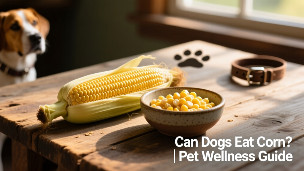 A golden ear of fresh corn on a wooden table beside a bowl of plain cooked kernels