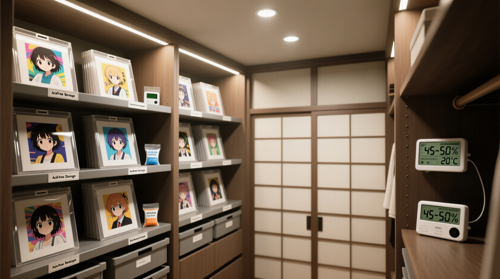 how to store anime art prints in closet safely