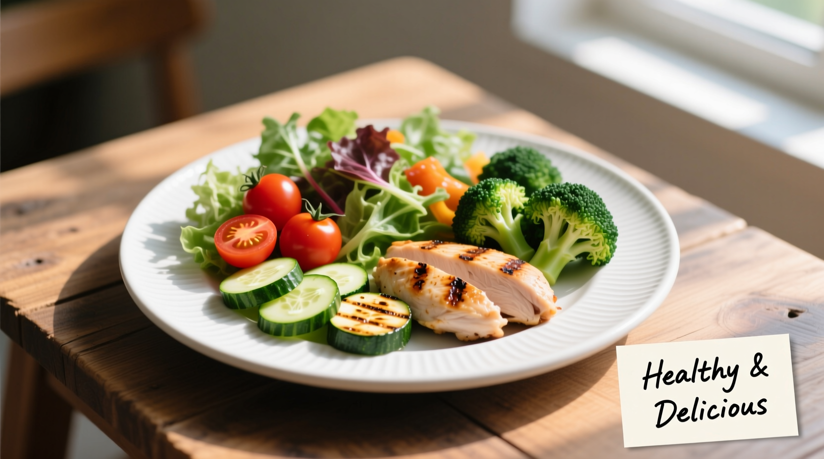 Colorful plate of weight loss friendly foods