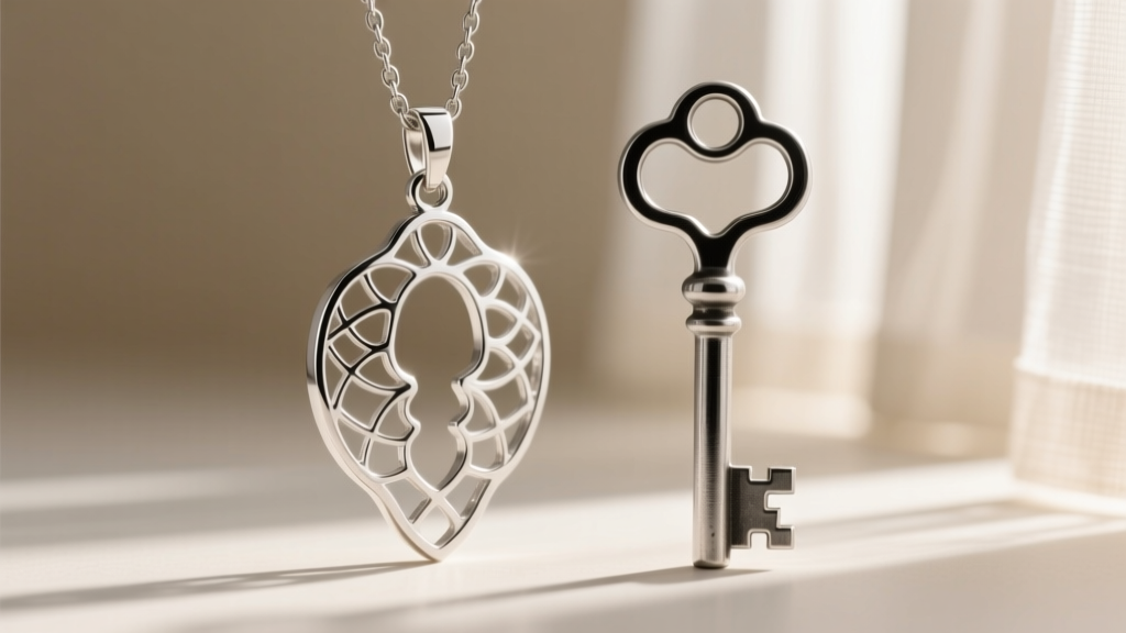 Side view comparing a hollow electroformed silver key pendant to a solid cast skeleton key, showing thick metal edges.