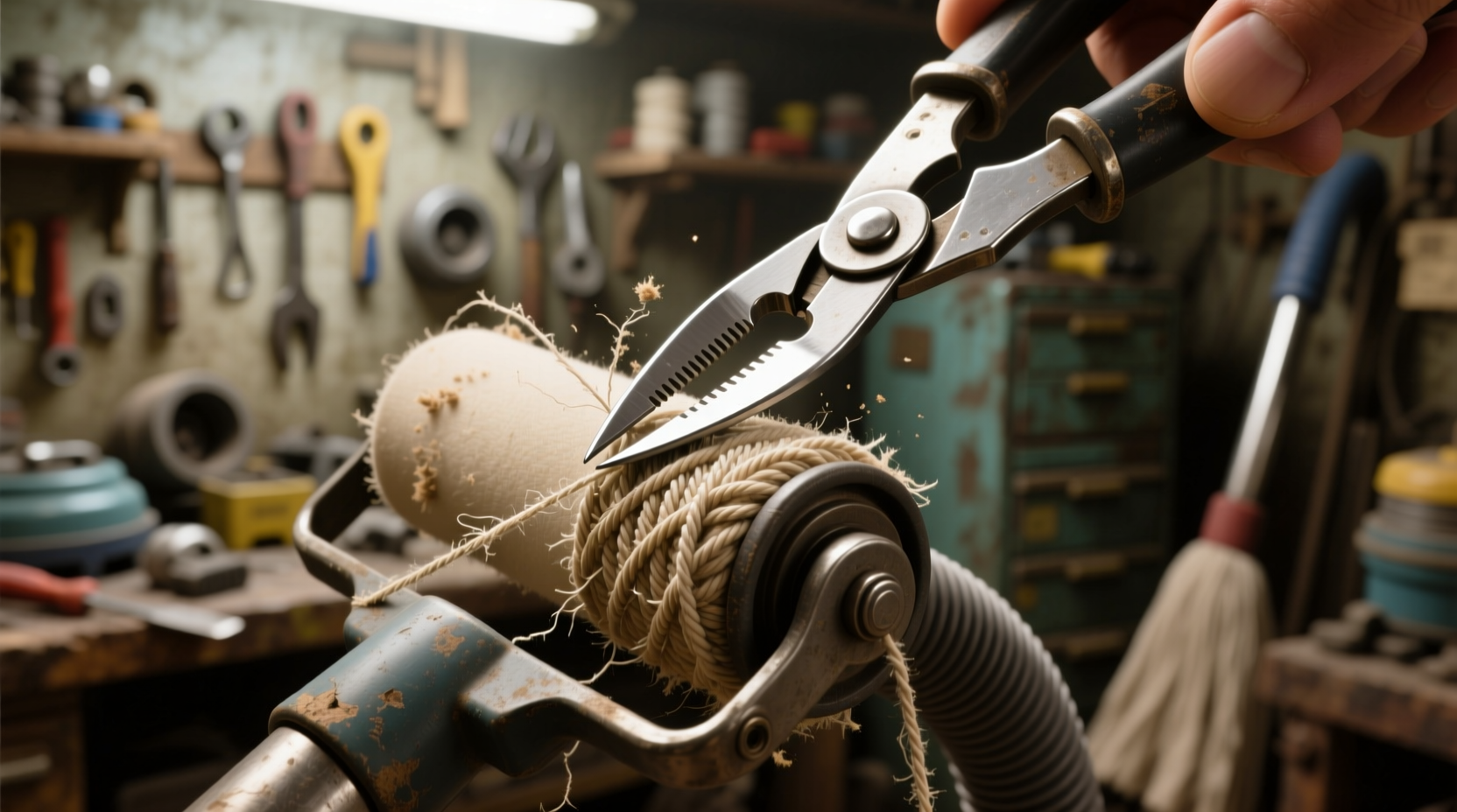 use a seam ripper to de tangle vacuum cleaner rollers