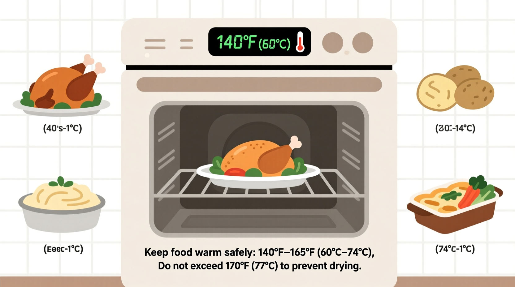 what temp to keep food warm in the oven