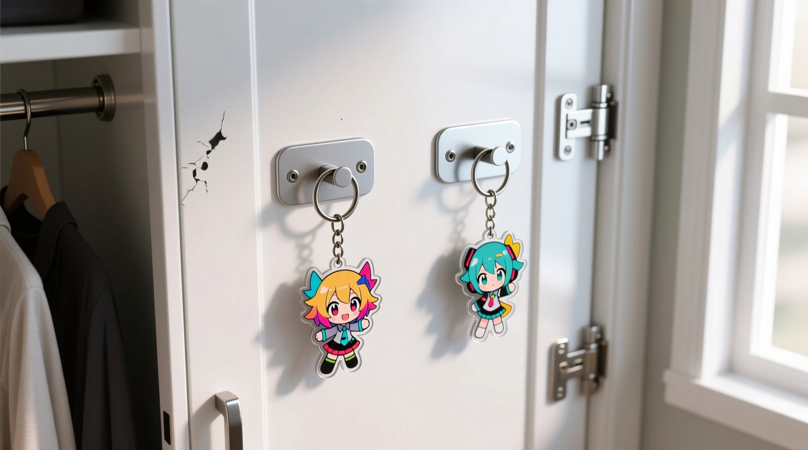 closet door magnetic keychain racks