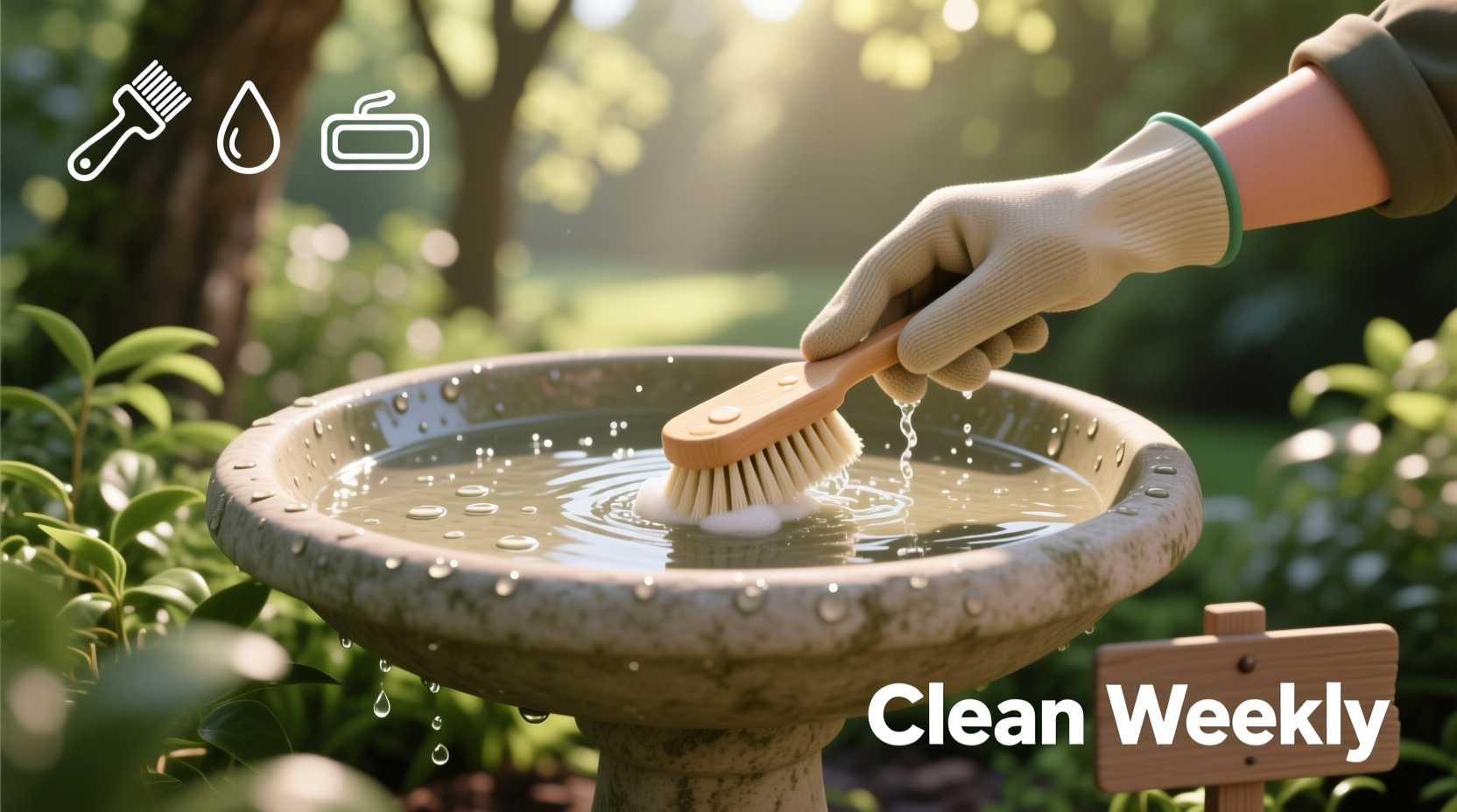 how to clean a bird bath