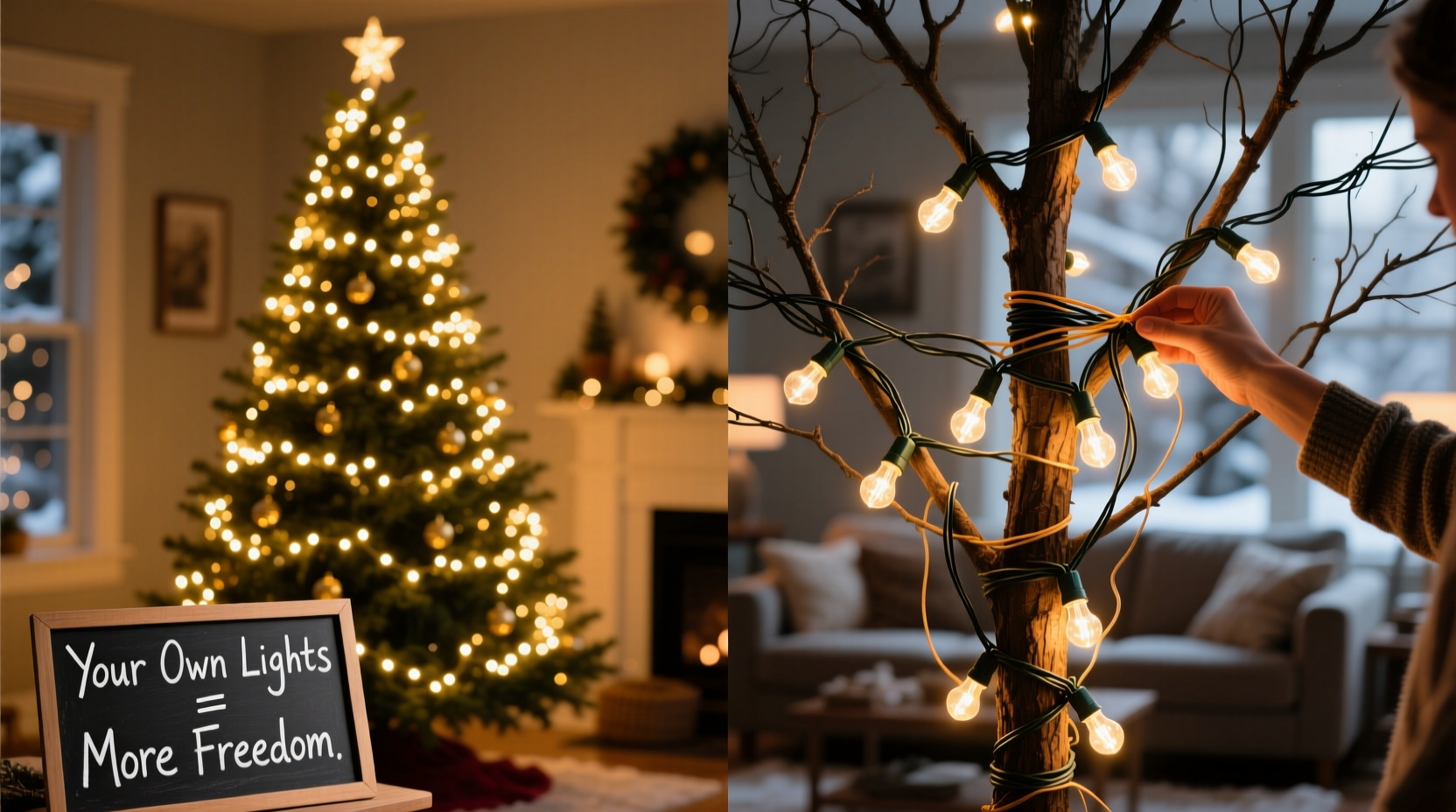 prelit tree vs stringing your own lights which gives more decorating freedom