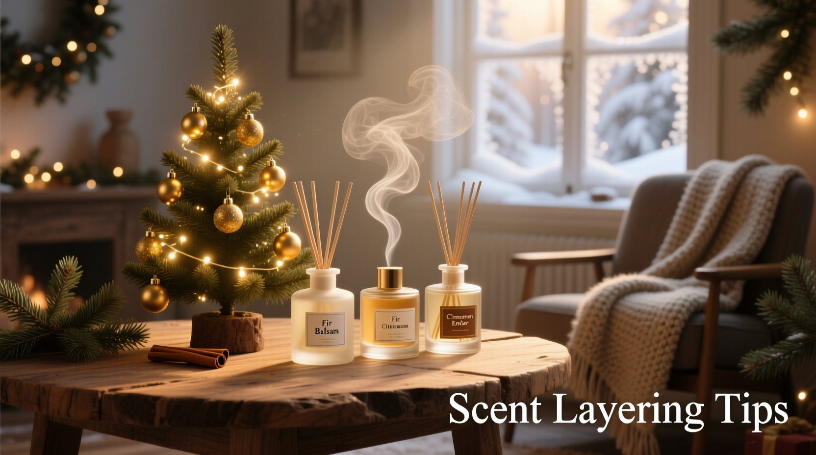 how to create a scent layering effect with christmas tree and room diffusers