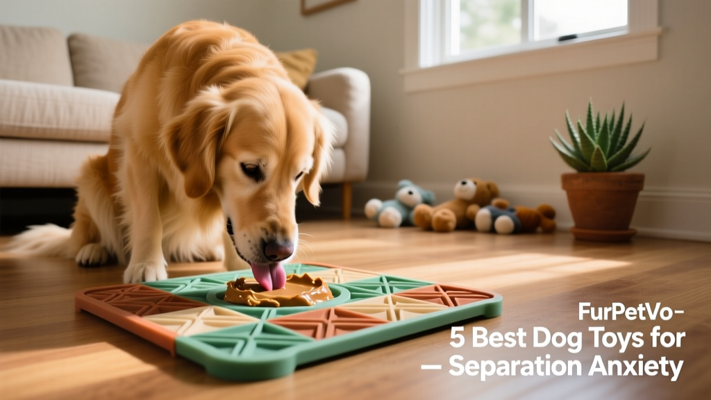 A dog focused on licking peanut butter from a FurPetVo silicone lick mat attached to the floor