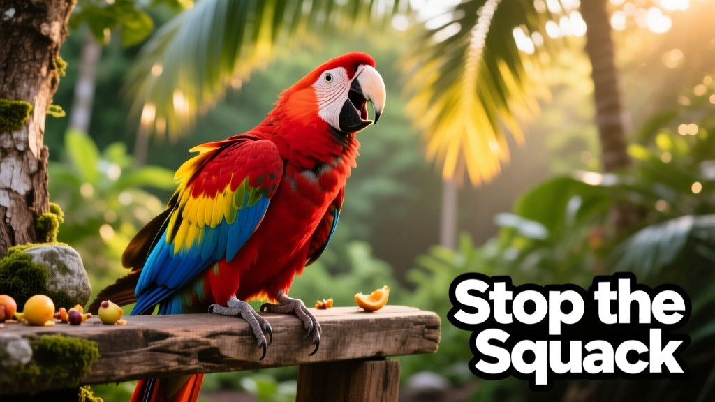 A scarlet macaw opening its beak mid-call