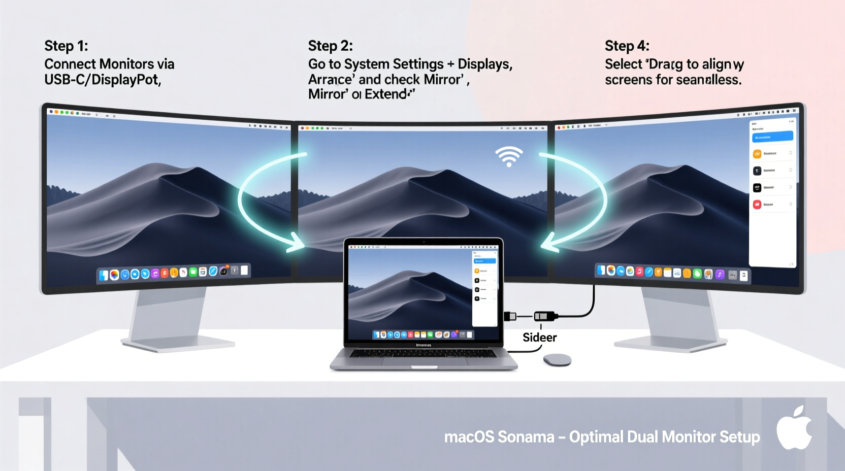 how to set up dual monitors with a macbook for seamless multitasking