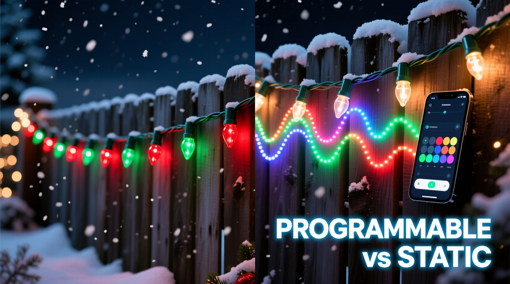 programmable vs static pattern christmas lights which offers more versatility