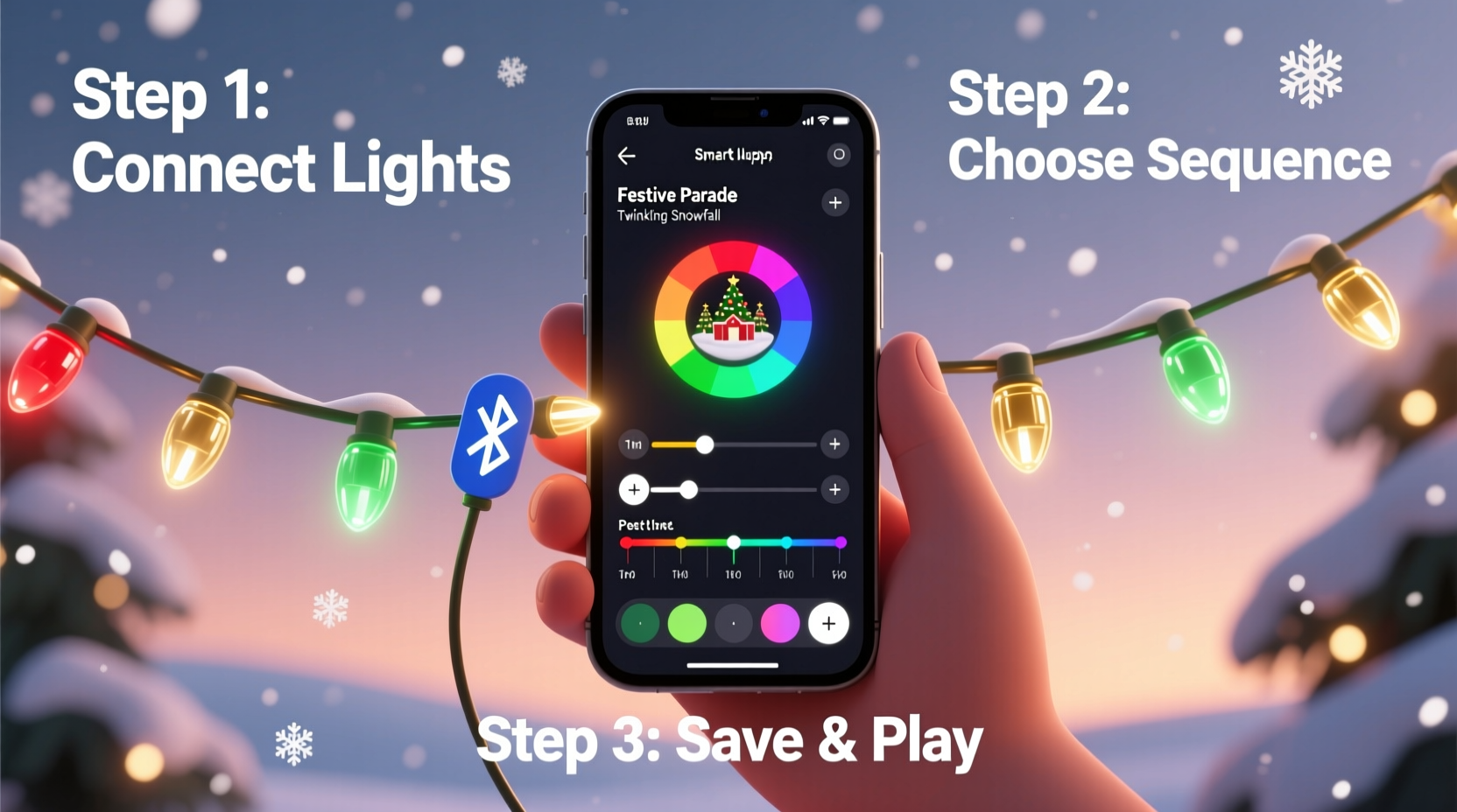 how to program a sequence for multicolor christmas lights using apps