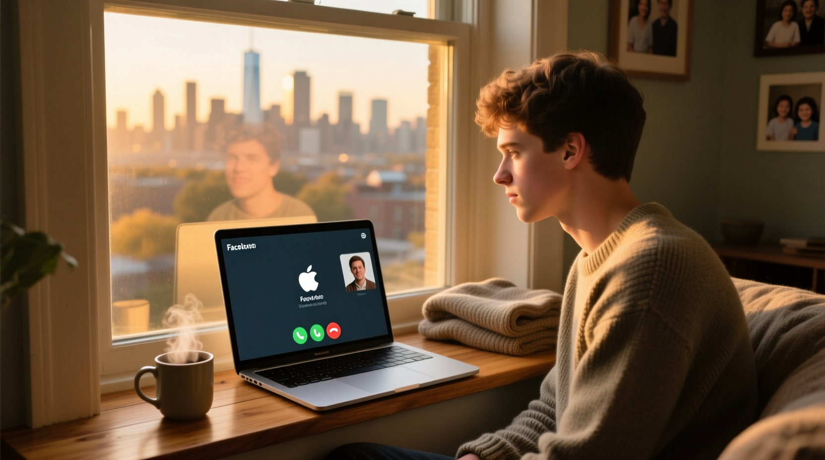 use a second apple id on macs to facetime back home