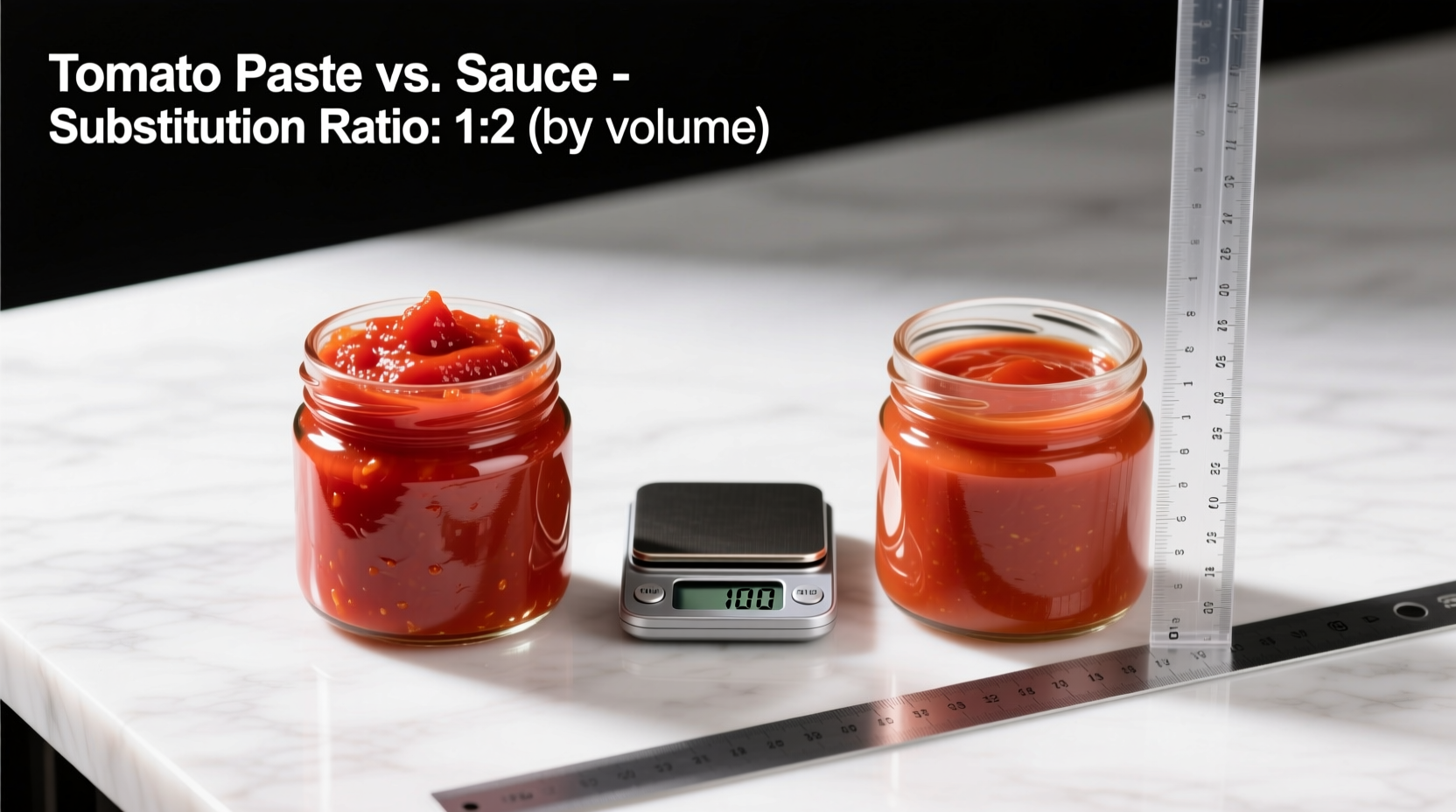 Tomato sauce and paste substitution ratio demonstration