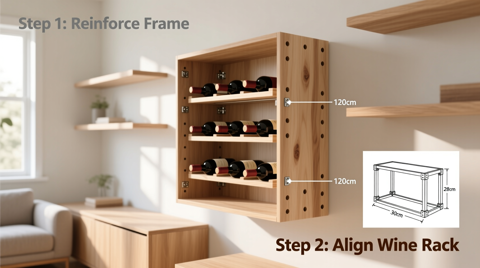 how to integrate wine racks into IKEA KALLAX units without compromising structural integrity