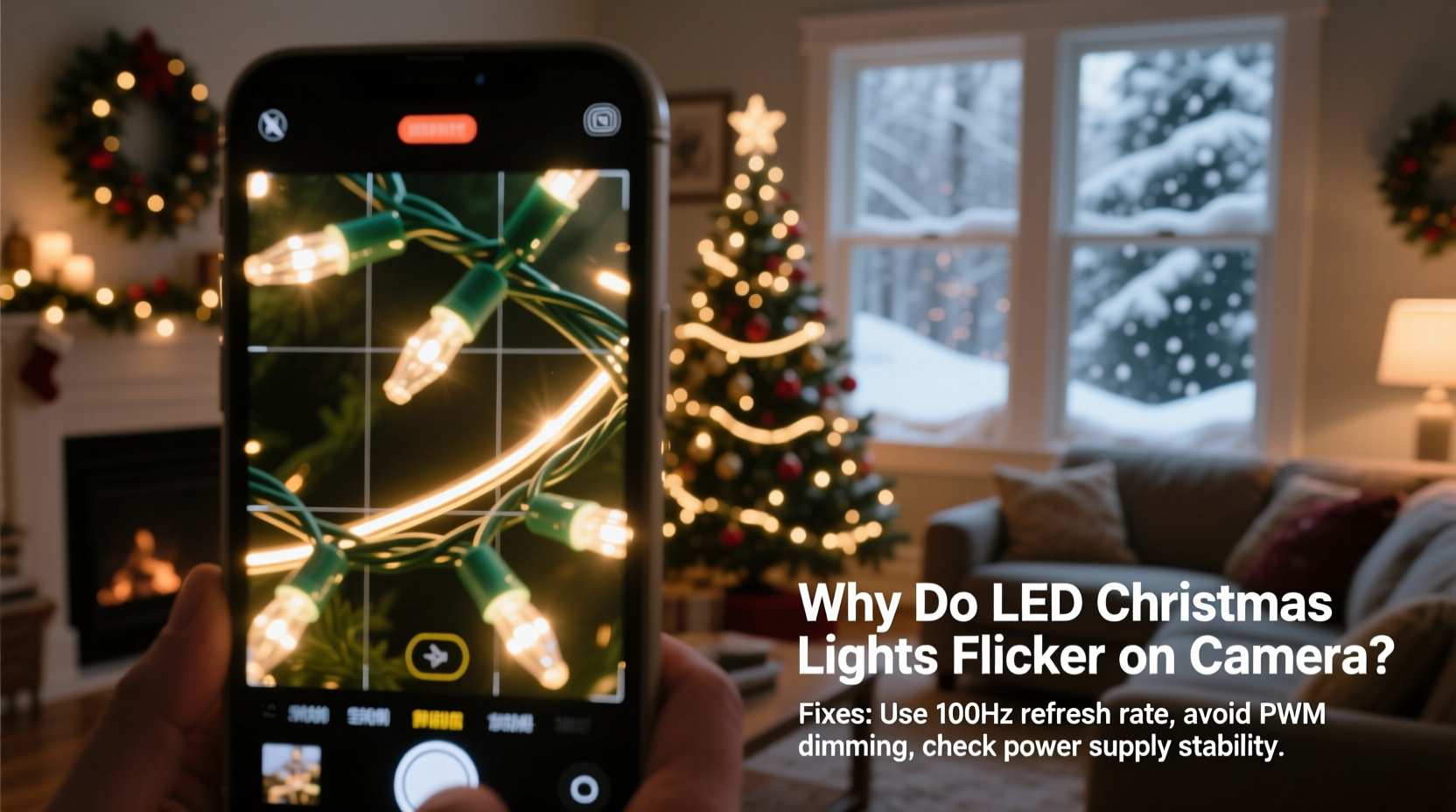 why are led christmas lights flickering on camera and how to fix for videos