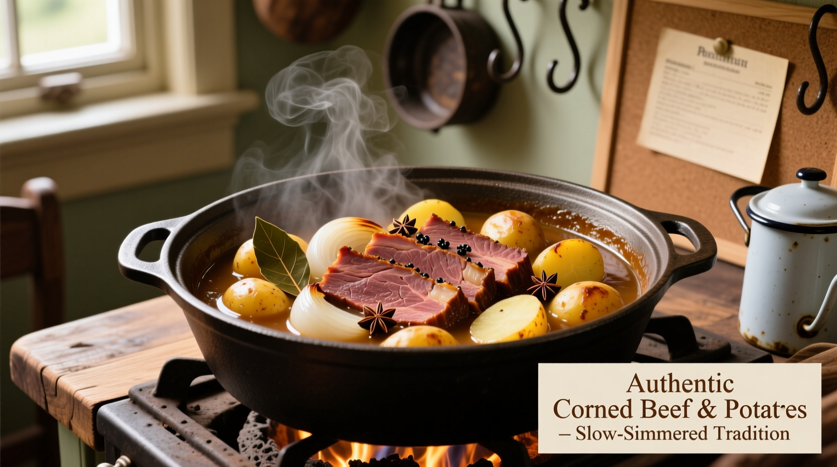 Corned beef with potatoes in traditional preparation