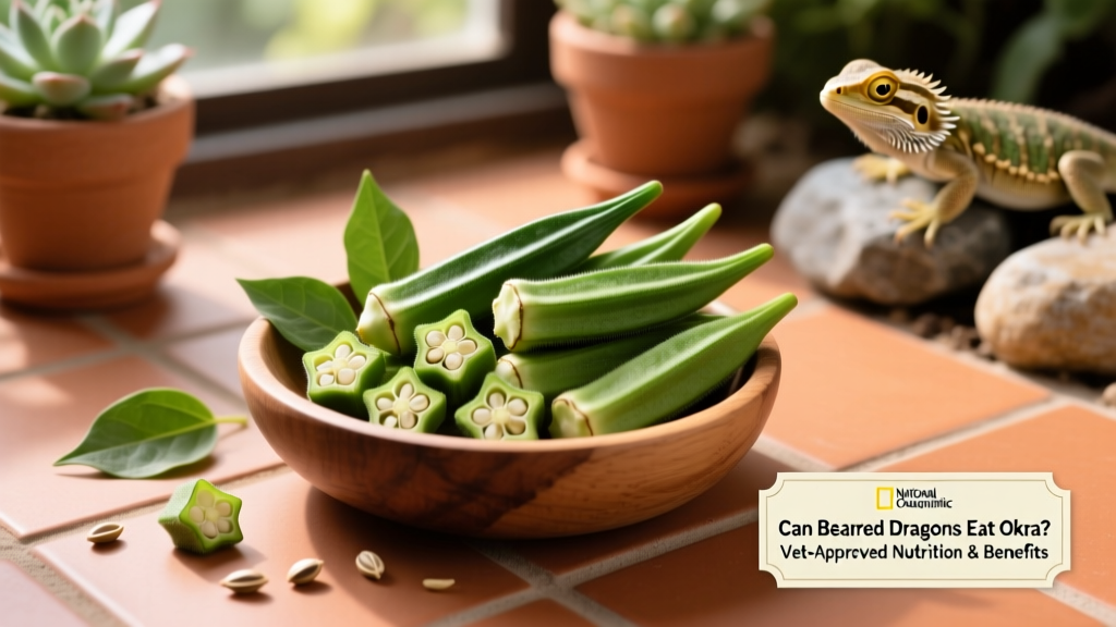 Fresh okra pods sliced into small pieces, ready for safe bearded dragon feeding