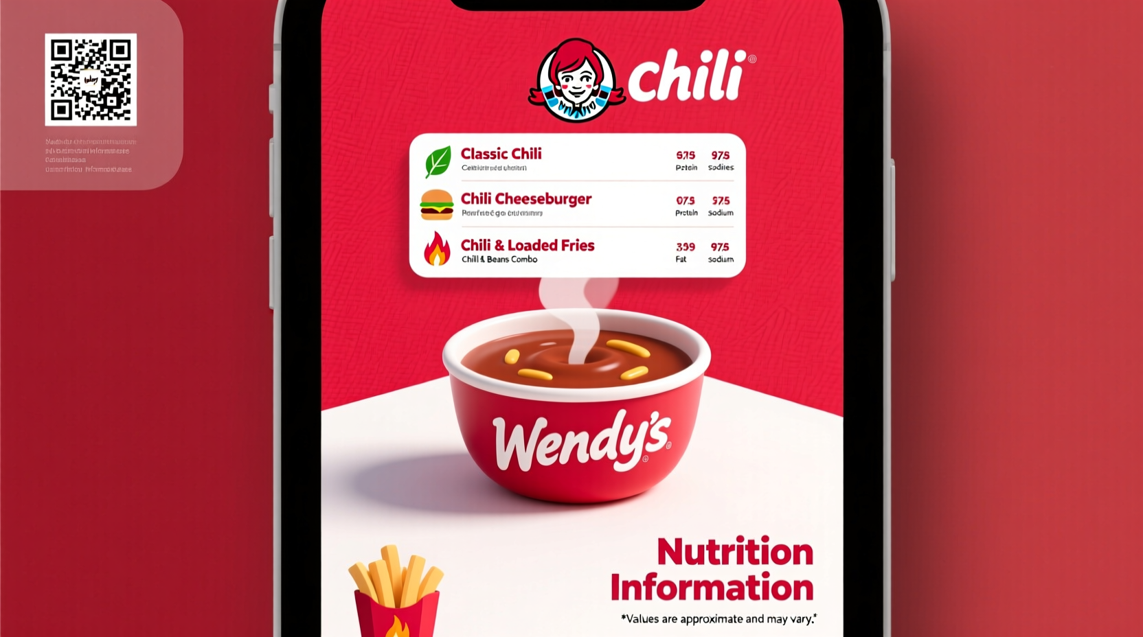 wendys chili menu and nutrition information