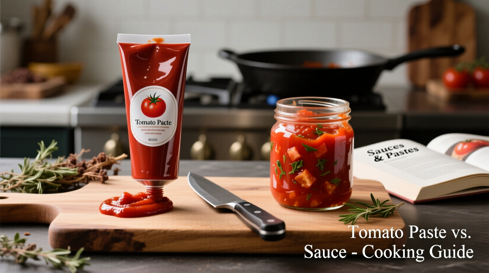 Tomato paste and sauce comparison in cooking