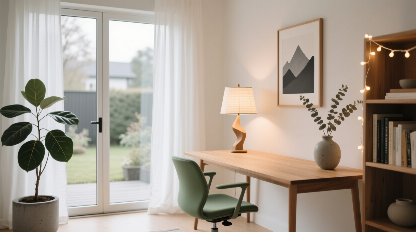 how to create a relaxing workspace with lighting and decor