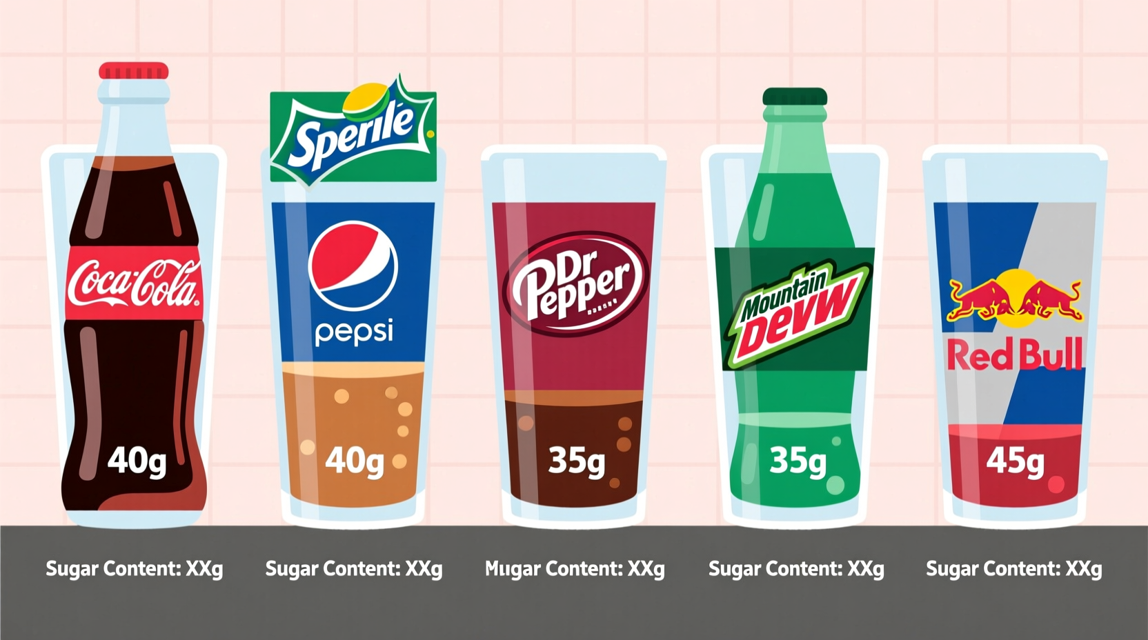 Visual comparison of sugar content in popular sodas