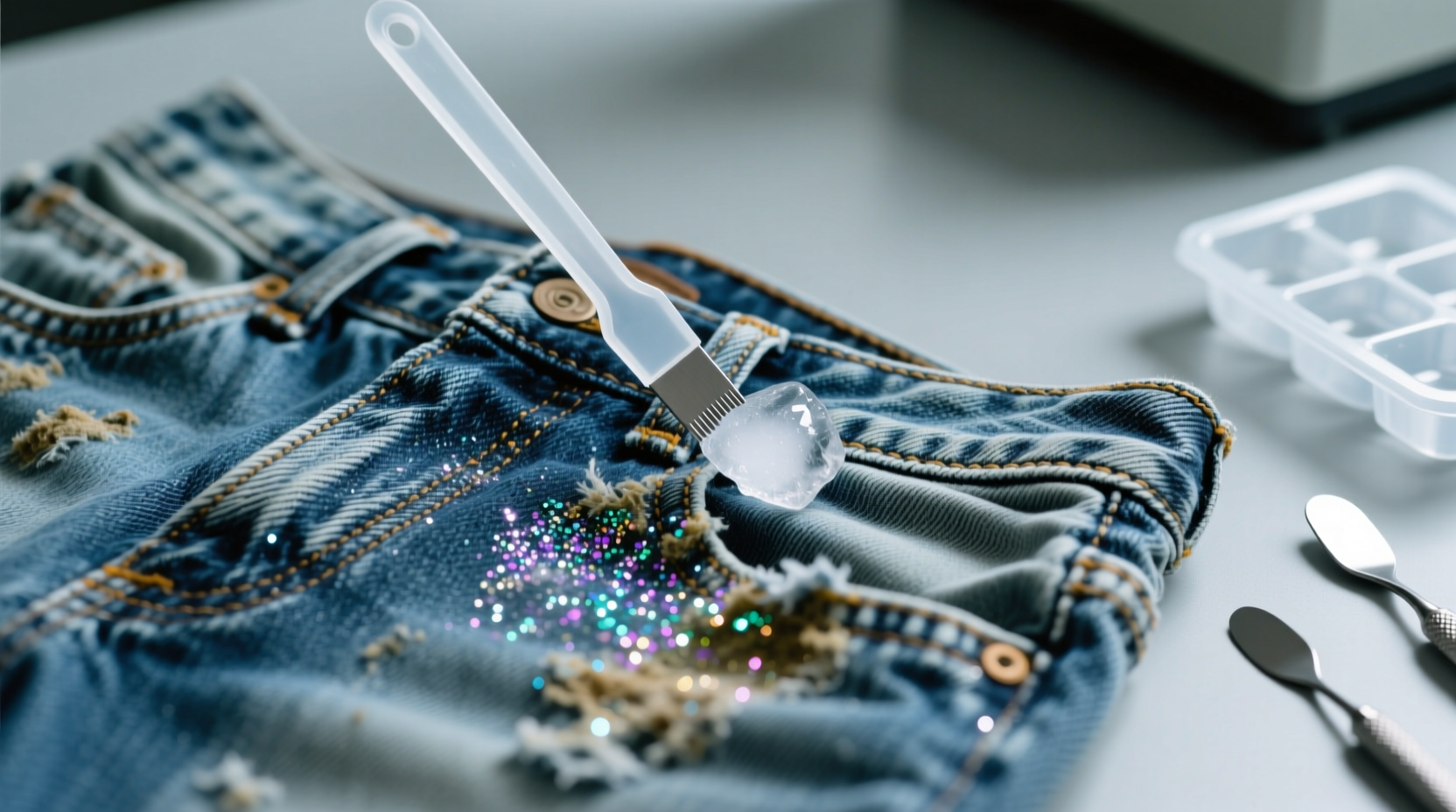 glitter glue removal from denim