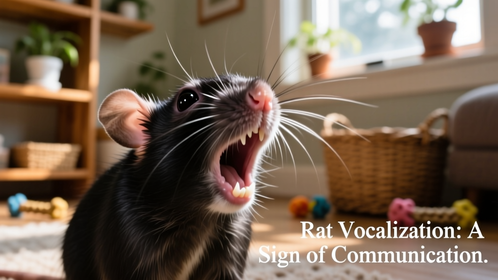 Close-up of a rat’s face showing open mouth and alert expression during vocalization