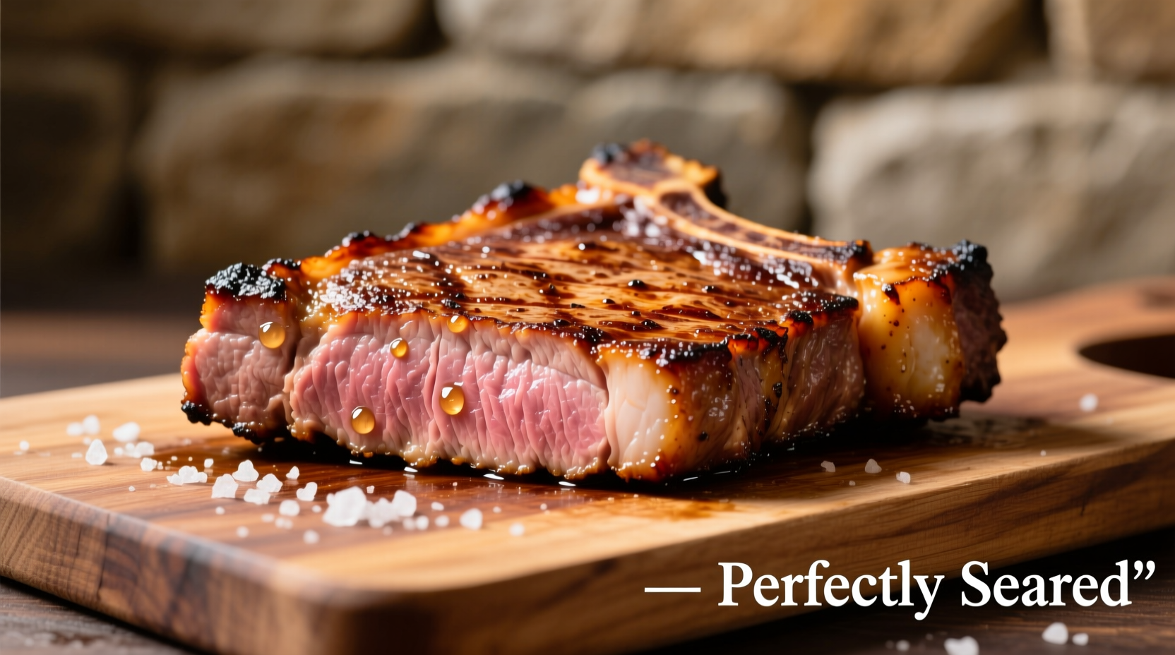 Perfectly seared pork steak with golden crust