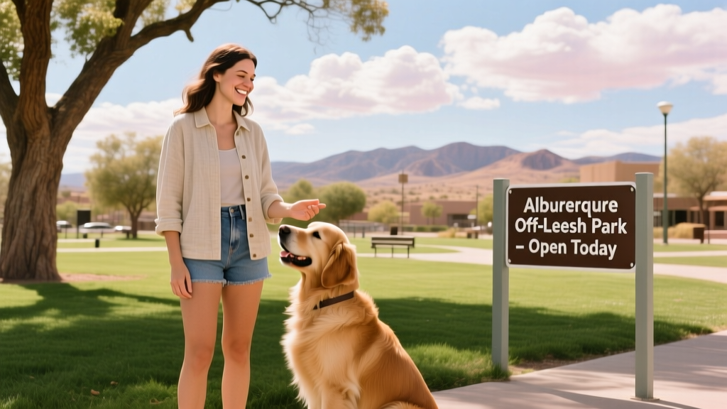 young woman talking to her pet dog in the park