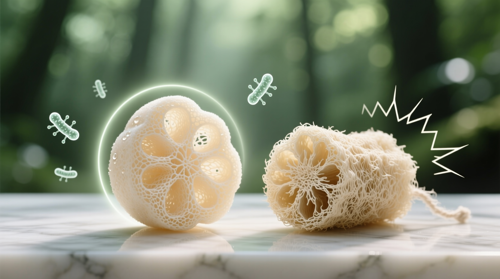 konjac vs loofah for skin microbiome