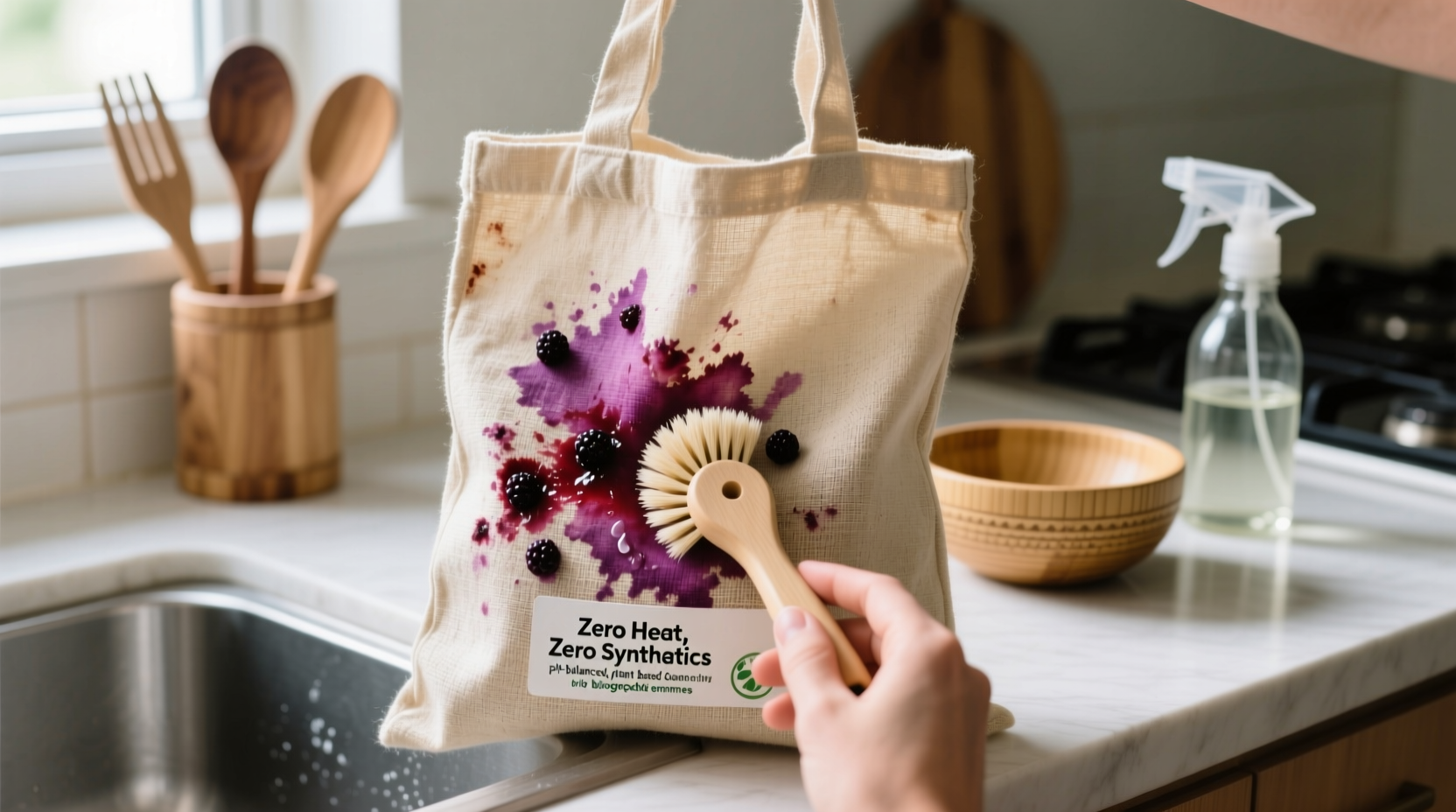 eco friendly berry stain removal for hemp totes