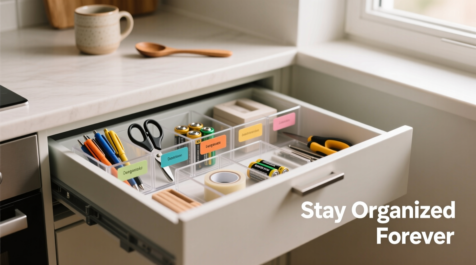 how to organize a junk drawer so it stays tidy forever