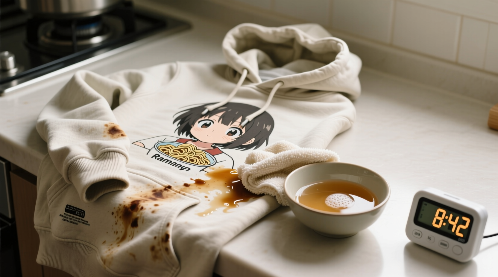 ramen broth stain removal for anime hoodies