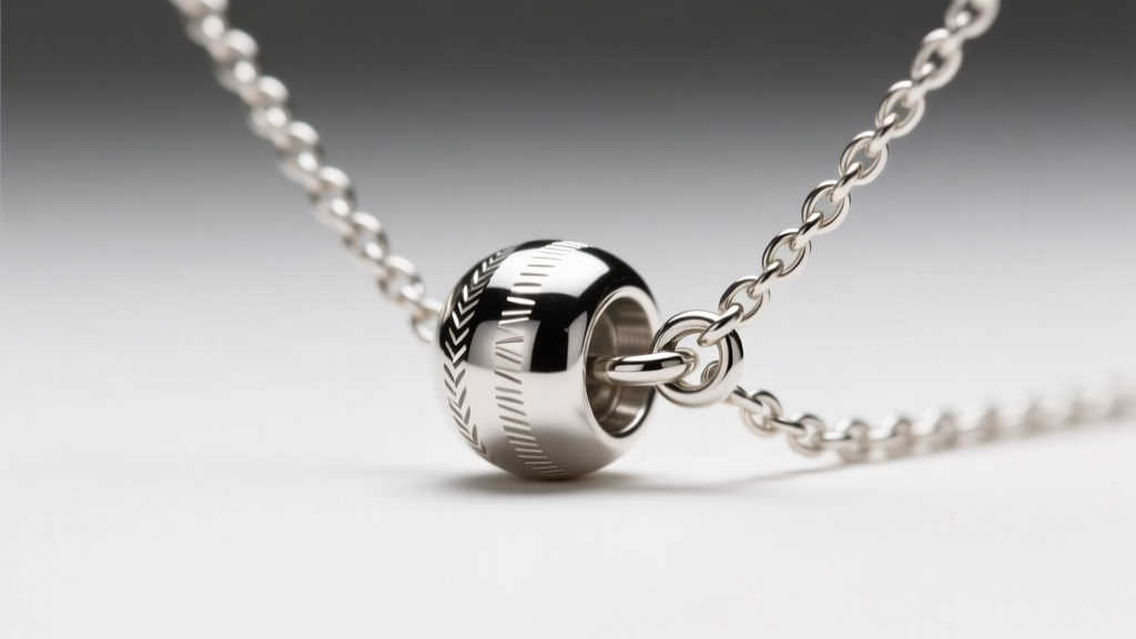 Macro photography of a tiny 2mm sterling silver counterweight bead attached to a lightweight lobster clasp on a fine box chain.
