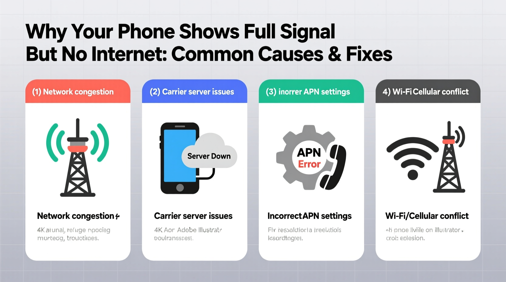 why does my phone show full signal but no internet common causes fixed