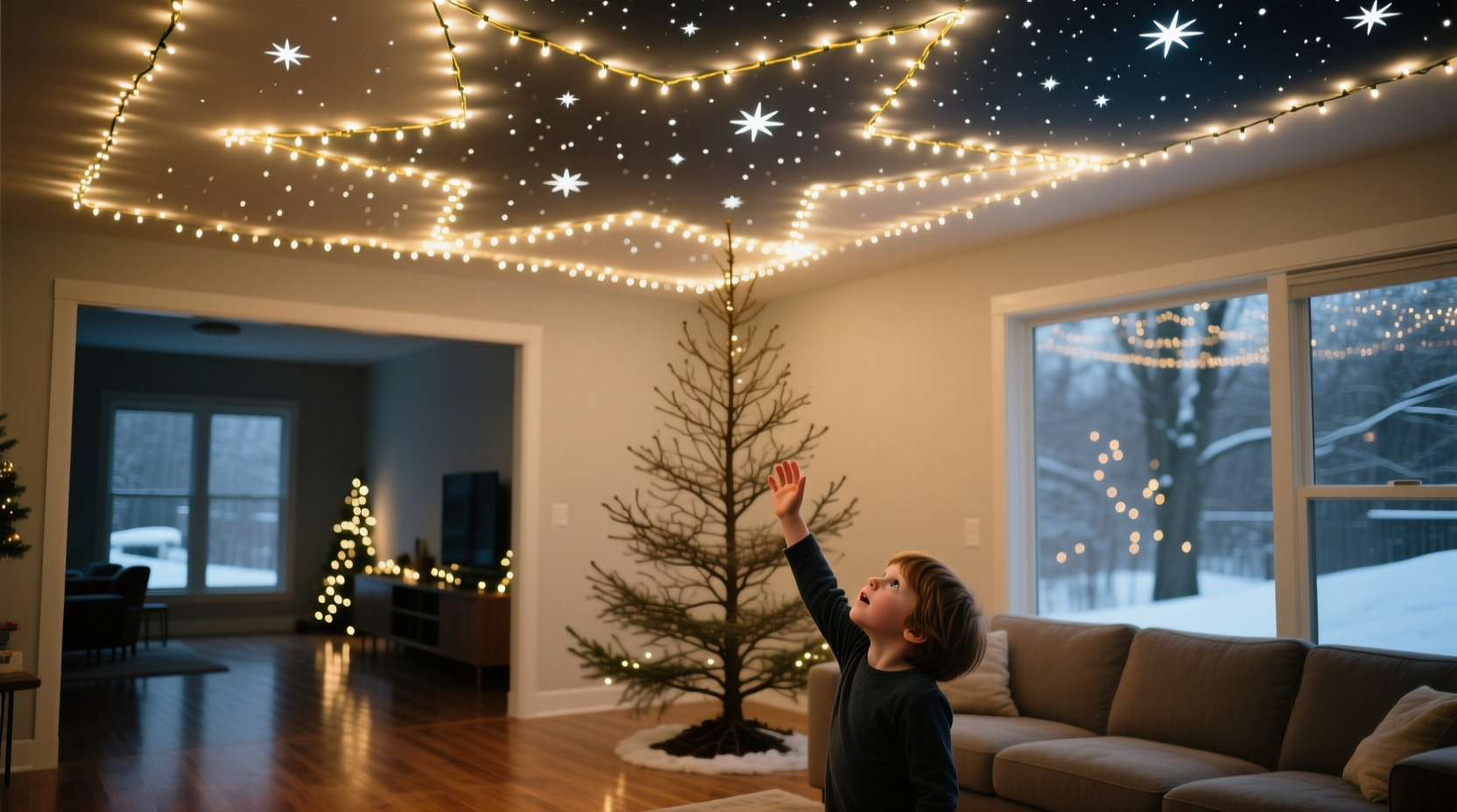 why do people put lights on the ceiling instead of the tree during christmas