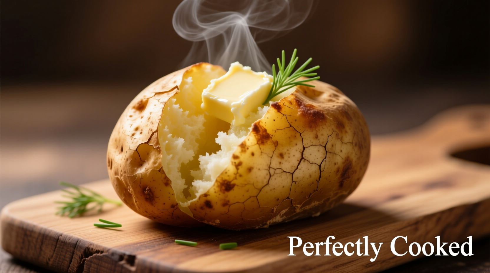 Perfectly cooked jacket potato with fluffy interior