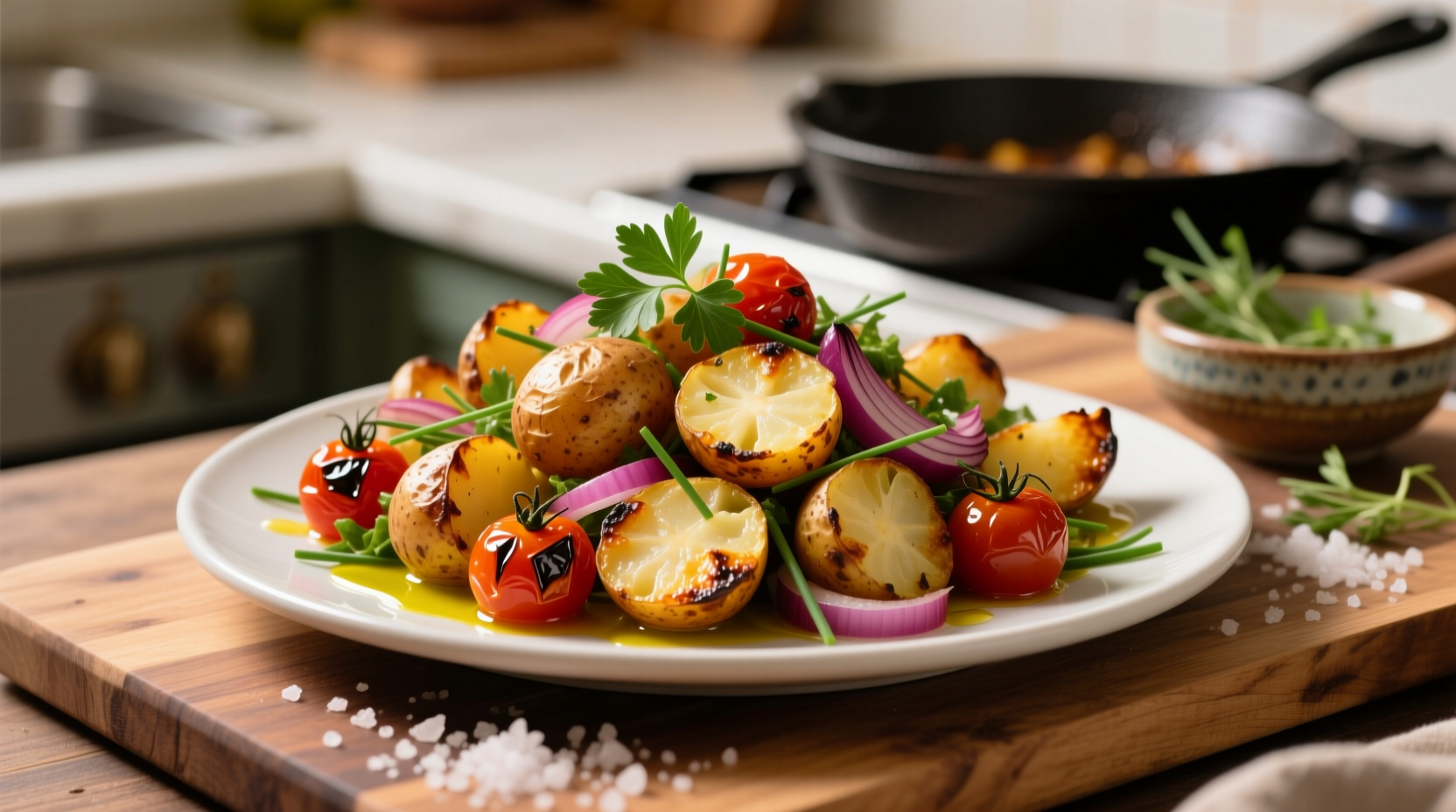 give your leftover potato salad new life by roasting it