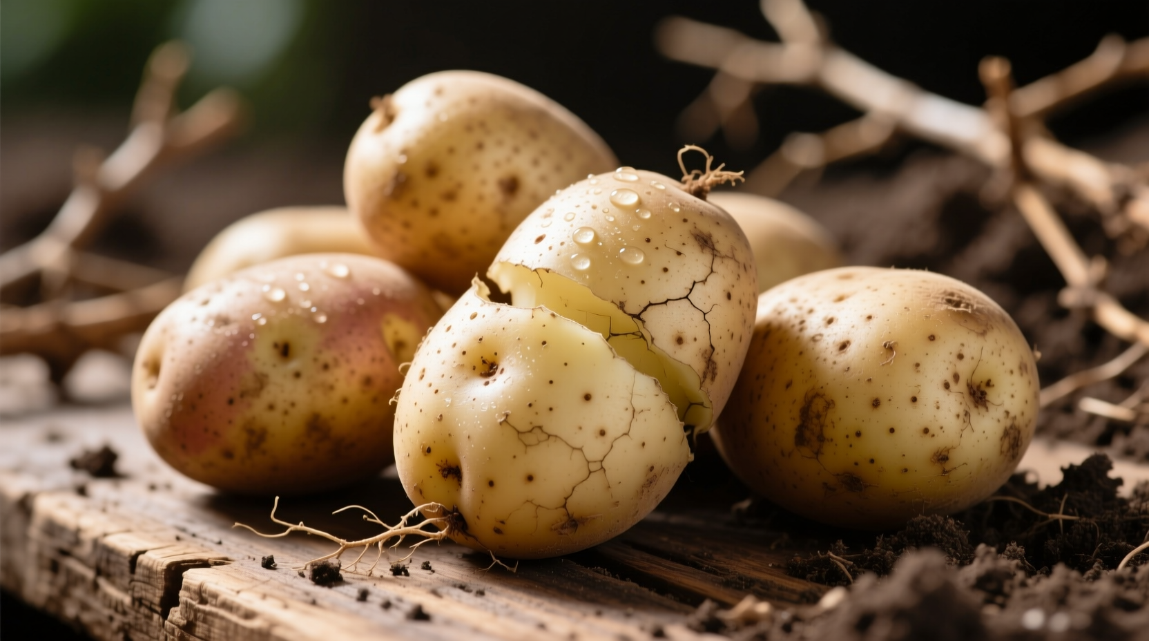 Fresh potatoes with skin showing natural texture and color
