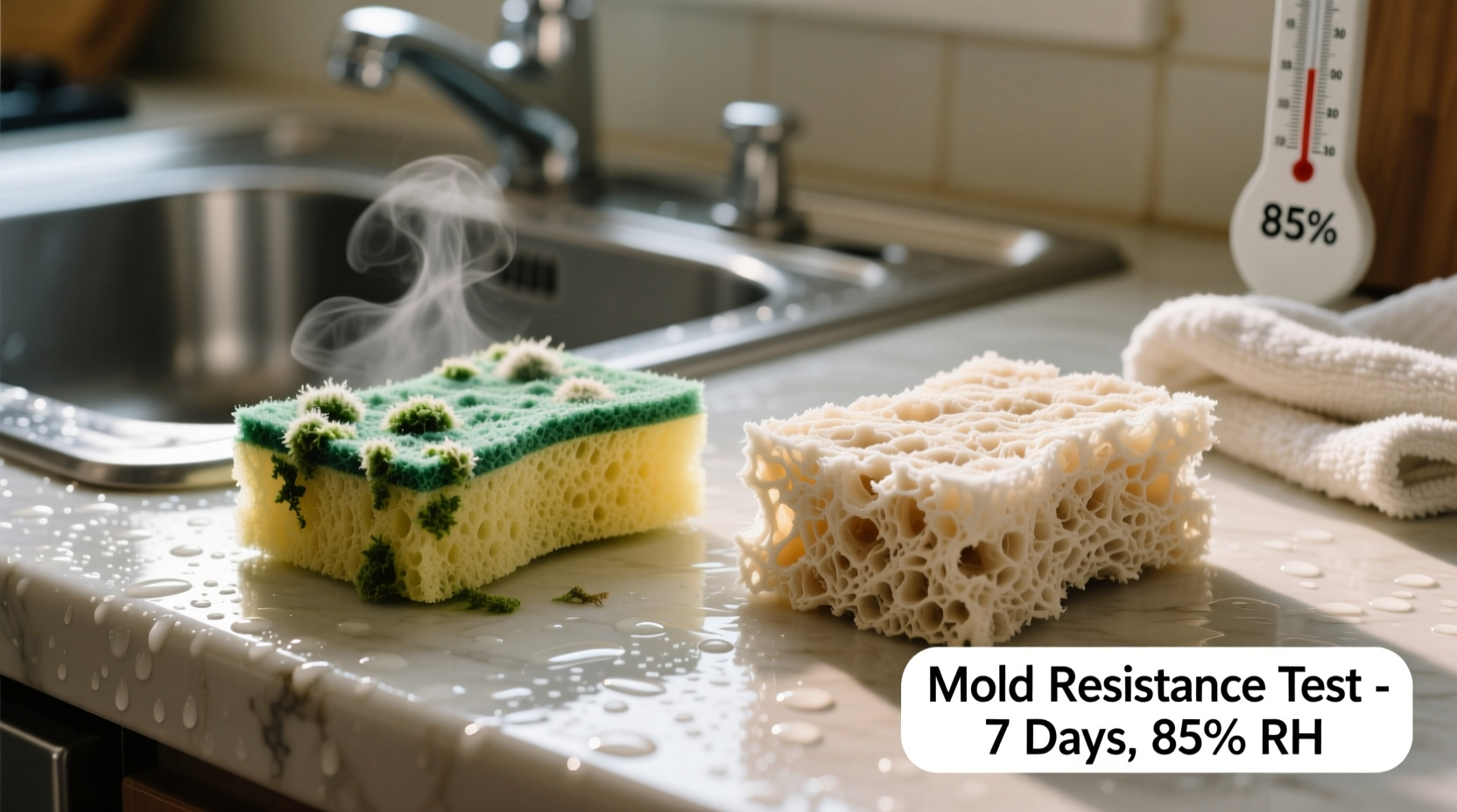 compostable vs cellulose sponge mold resistance