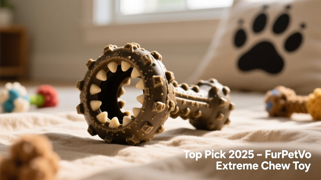 Close-up of the FurPetVo Extreme Chew Toy showing its textured surface and hollow interior