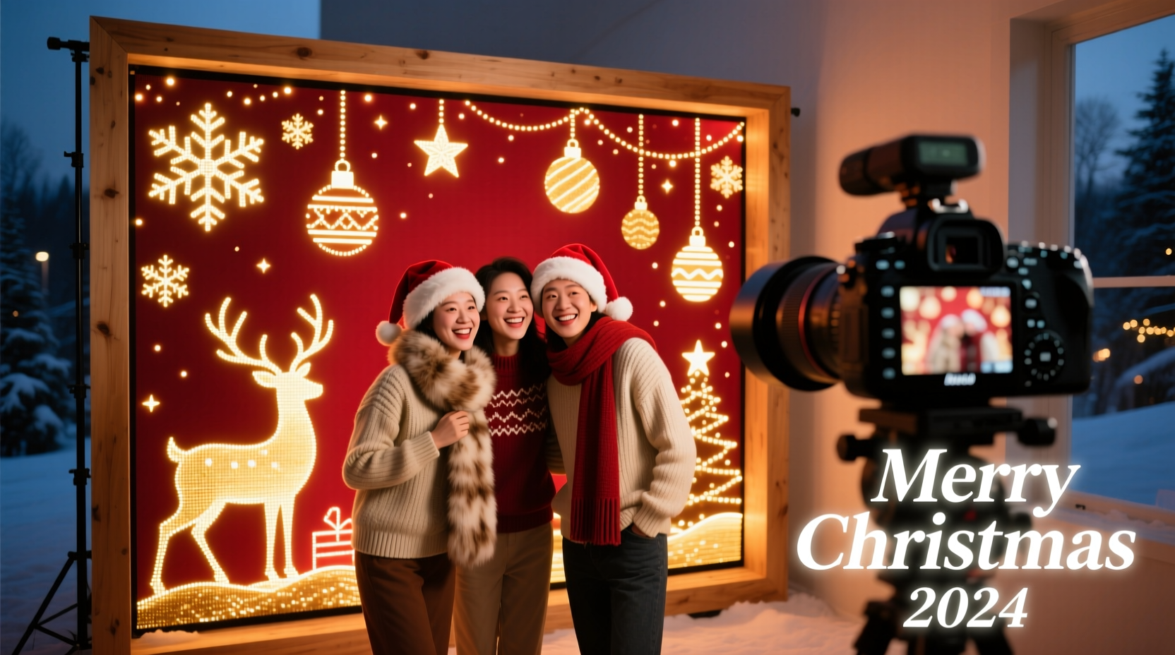 how to set up a christmas photo booth with programmable led backdrops