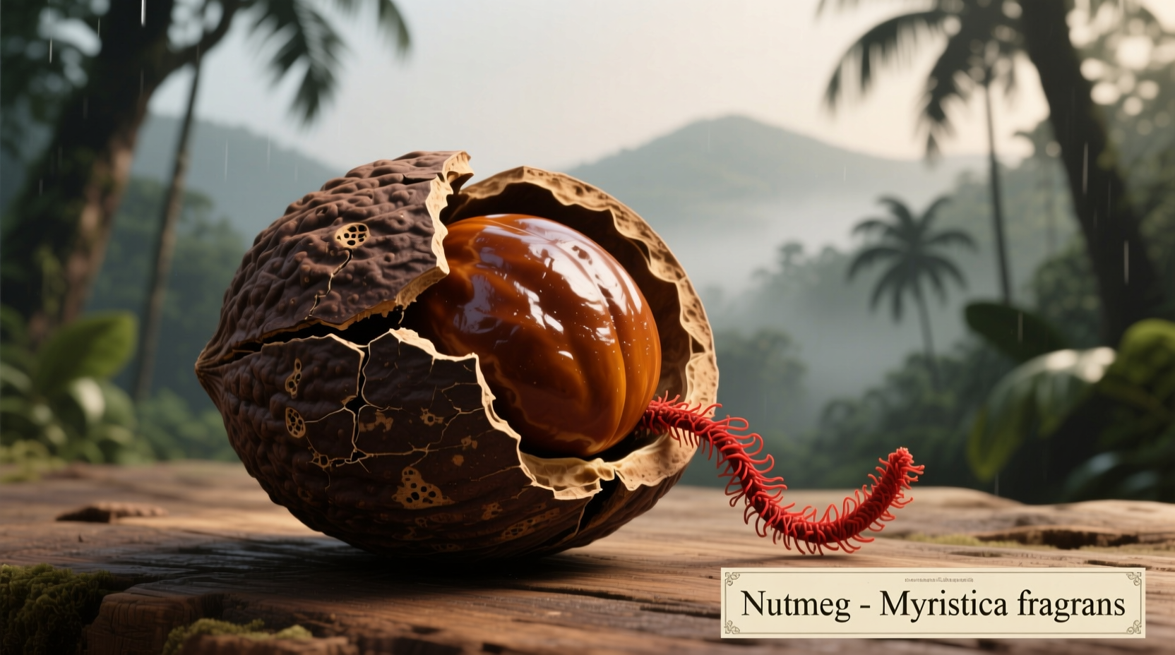 Musk atnuss als Baumfrucht im Vergleich zu echten Nüssen