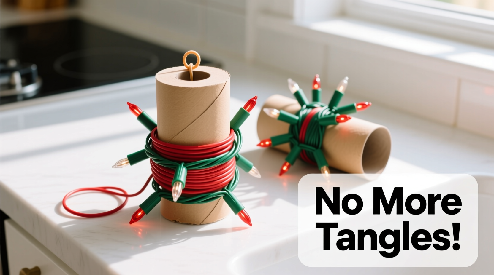 how to store christmas lights without tangling using the cardboard roll hack