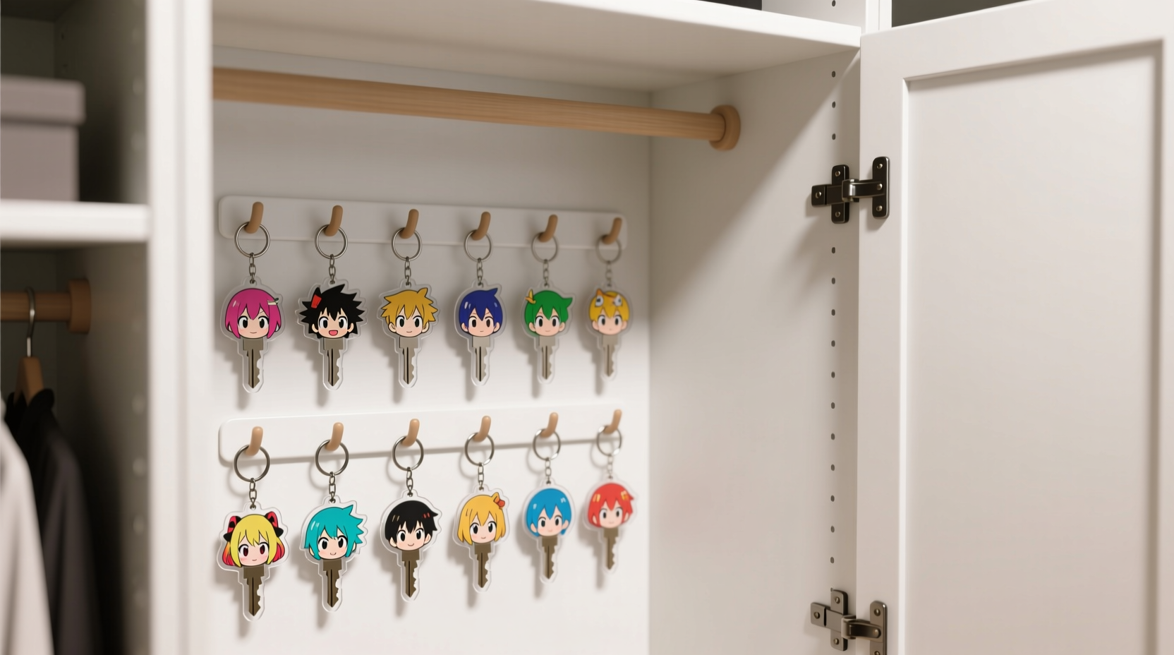 anime keychain closet door storage tips