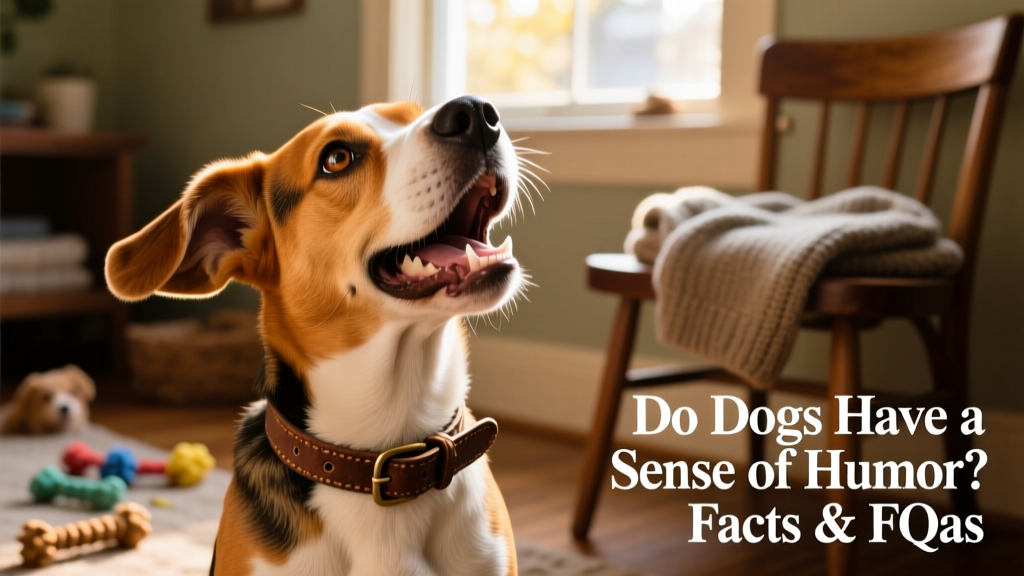 A beagle tilting its head mid-bark, one ear flopped forward, looking knowingly amused