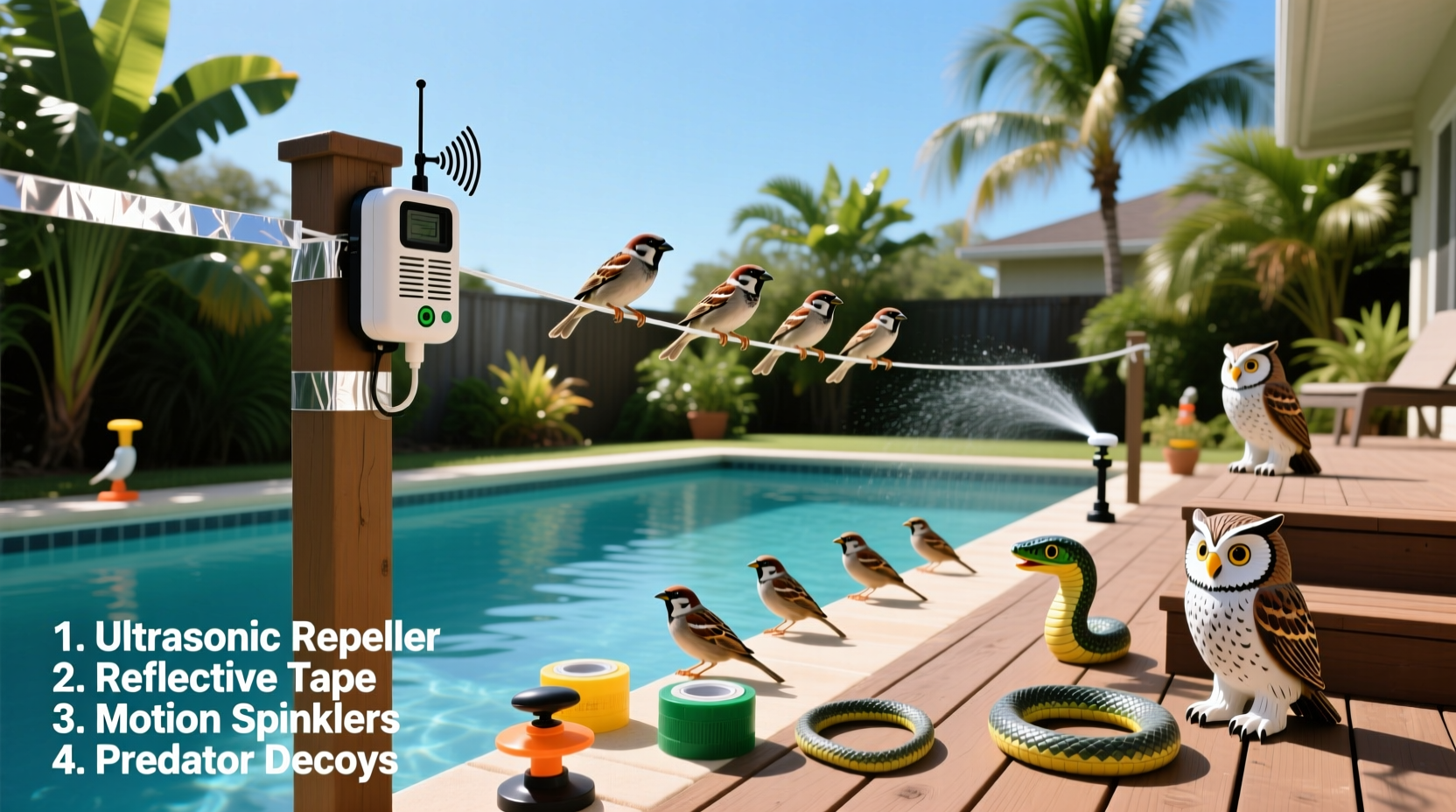 how to keep birds away from pool