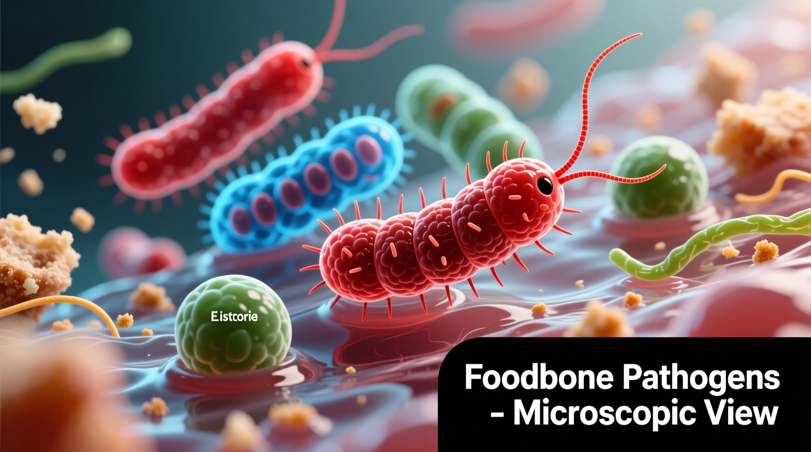Microscopic view of foodborne bacteria