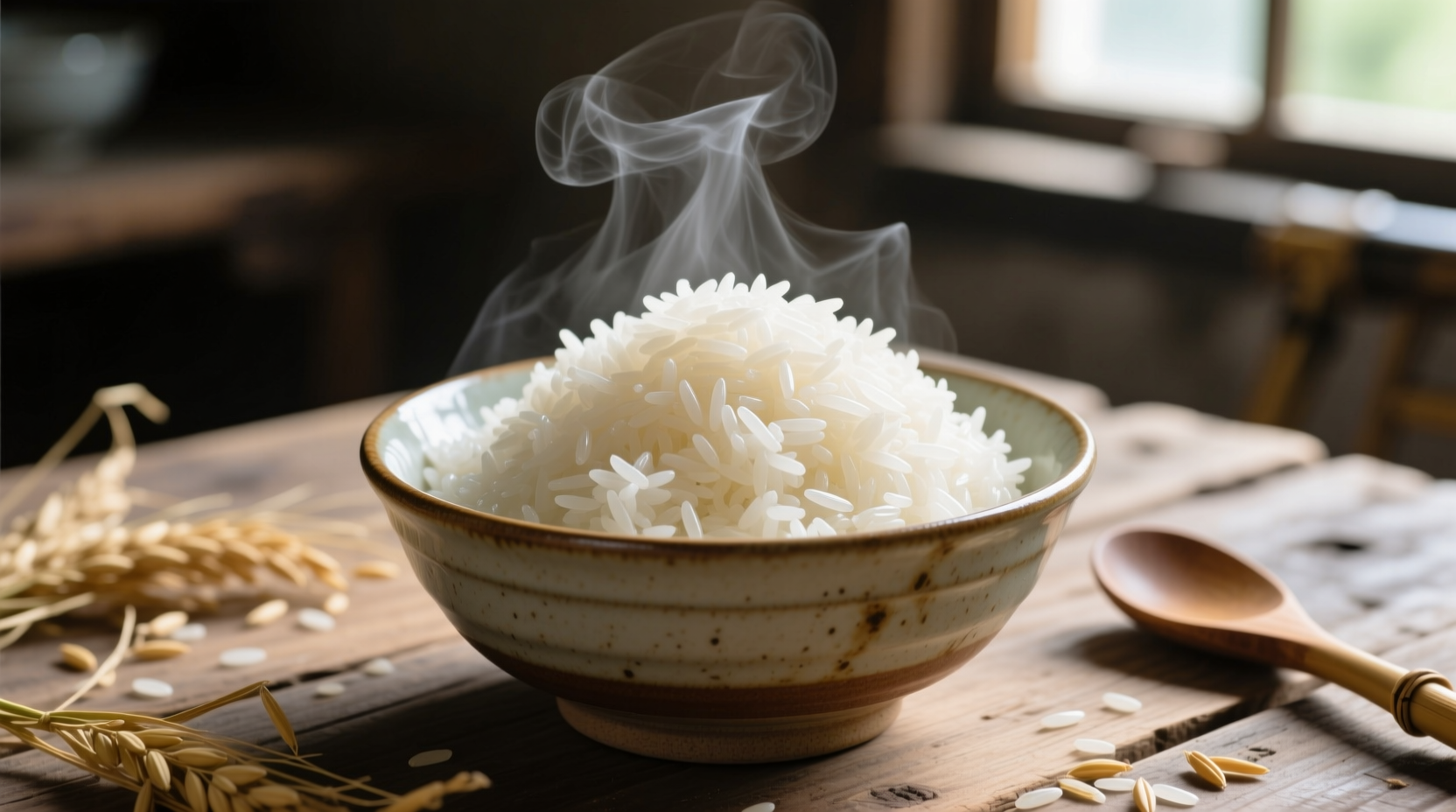 Fluffy long grain white rice in serving bowl